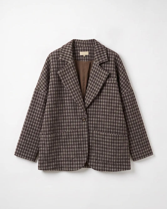 Checked Blazer – Choco-oversized look