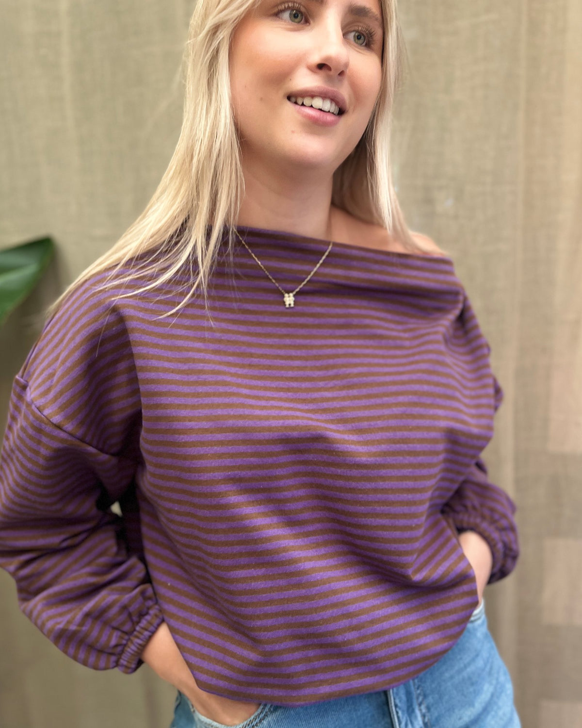 Striped Sweater – Purple & Brown 💜