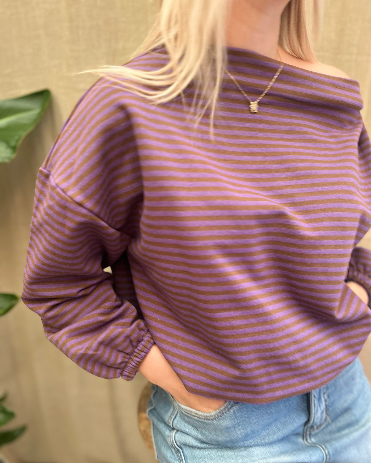 Striped Sweater – Purple & Brown 💜