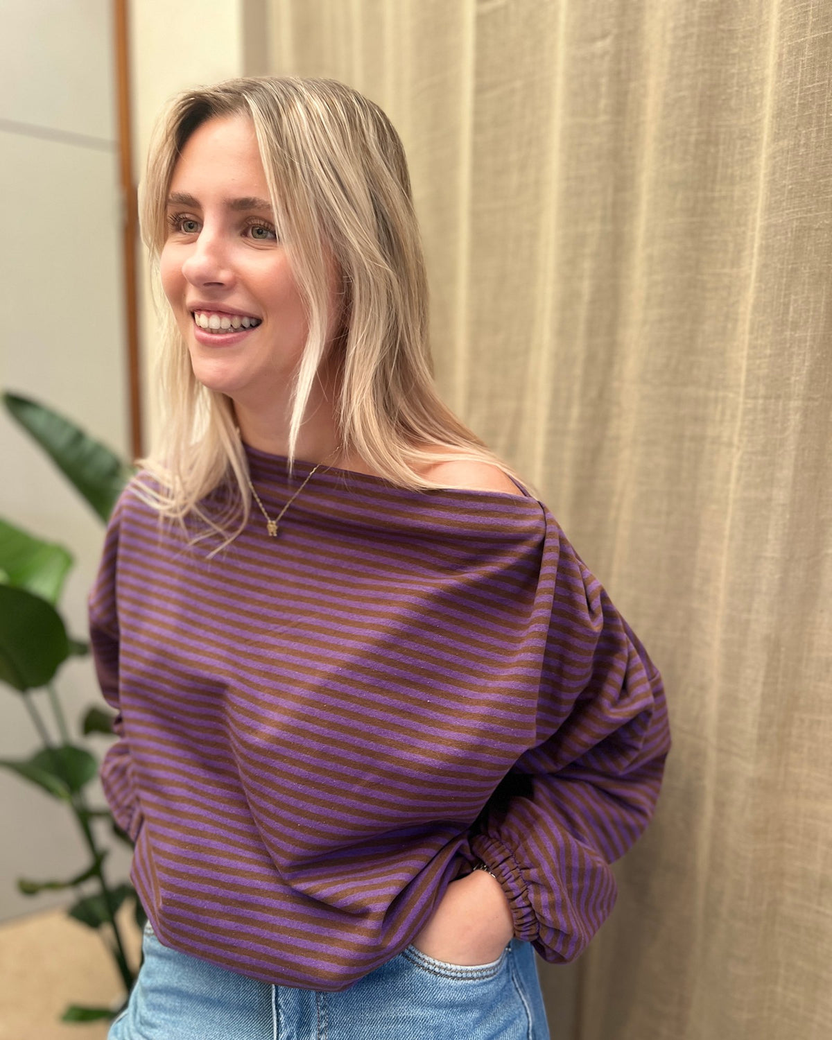 Striped Sweater – Purple & Brown 💜