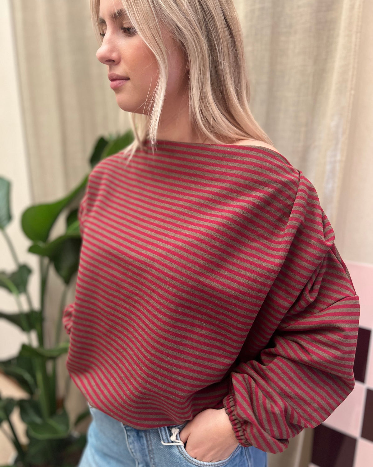 Striped Sweater – bordeaux