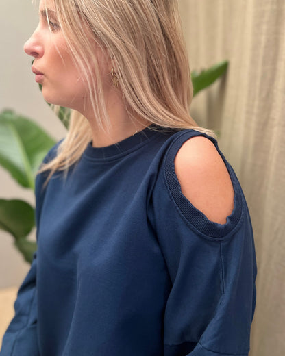 Navy Blue tshirt – Open Shoulder 💙