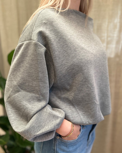 Oversized Sweater met Boothals – grijs