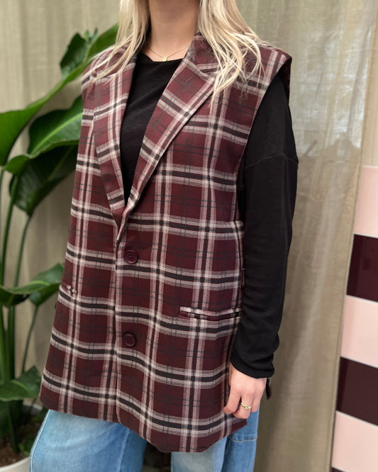 Geruite blazer– Bordeaux