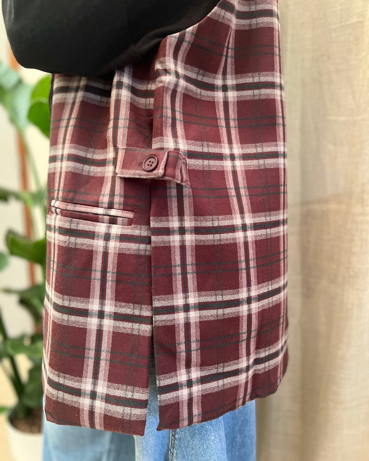 Geruite blazer– Bordeaux