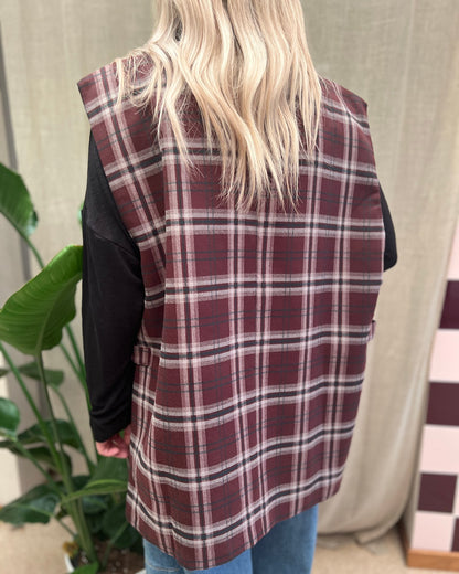 Geruite blazer– Bordeaux