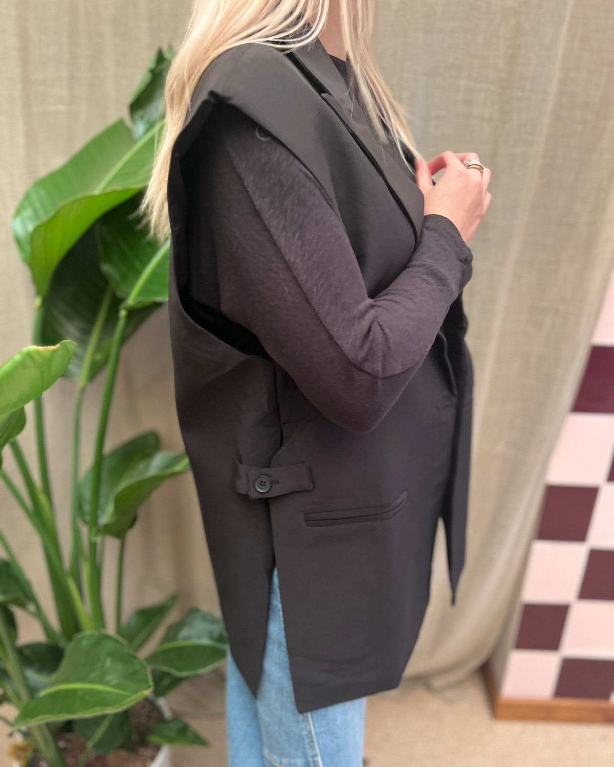 Zwarte blazer mouwloos