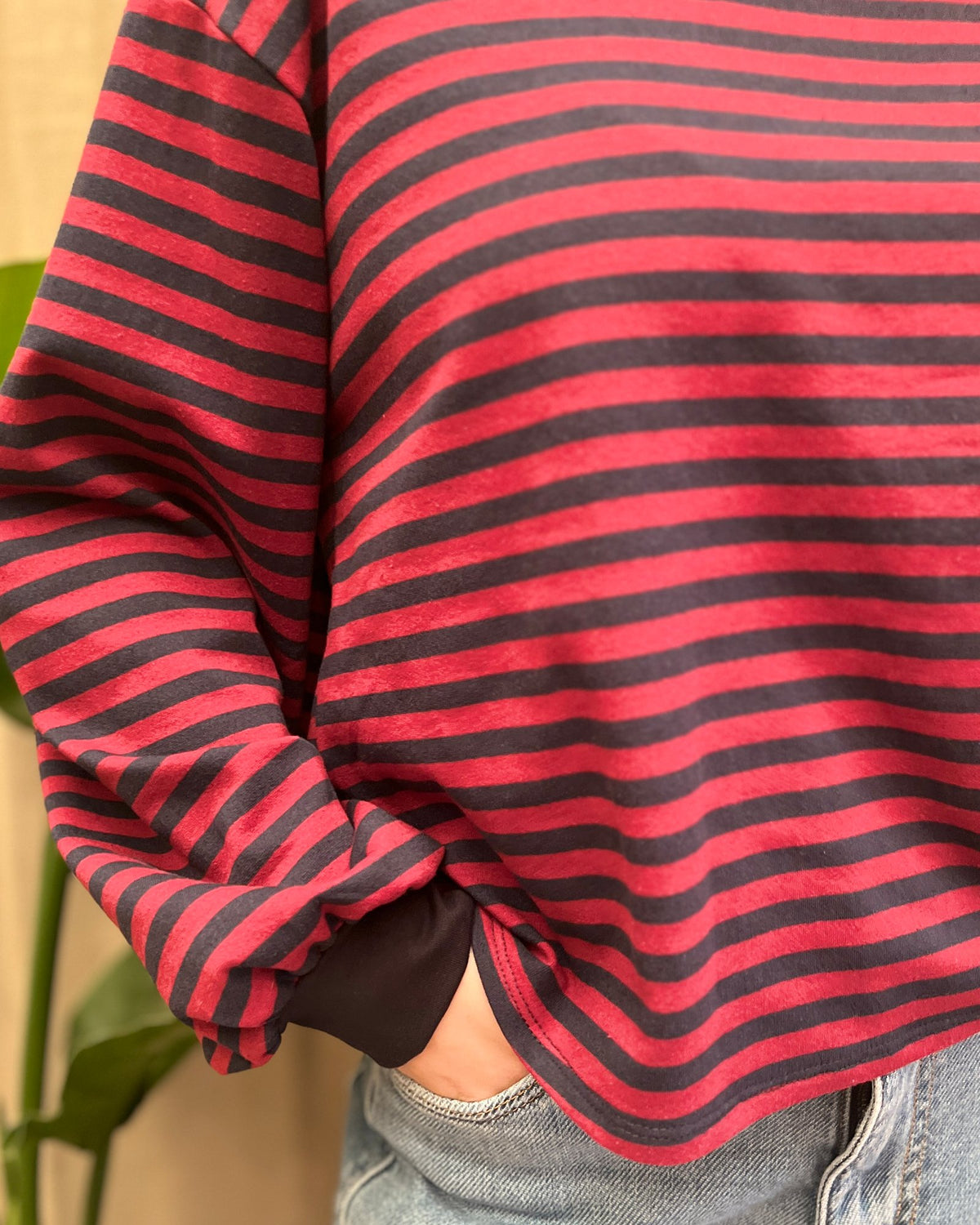 Open Back T-shirt – navy/bordeaux