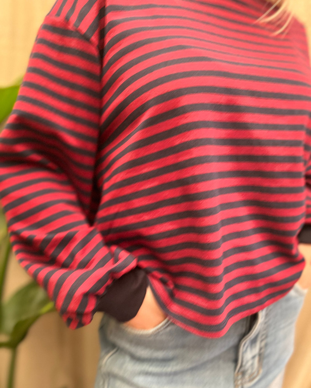 Open Back T-shirt – navy/bordeaux