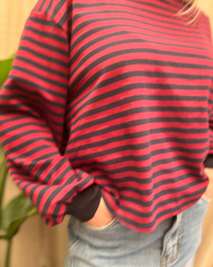 Open Back T-shirt – navy/bordeaux