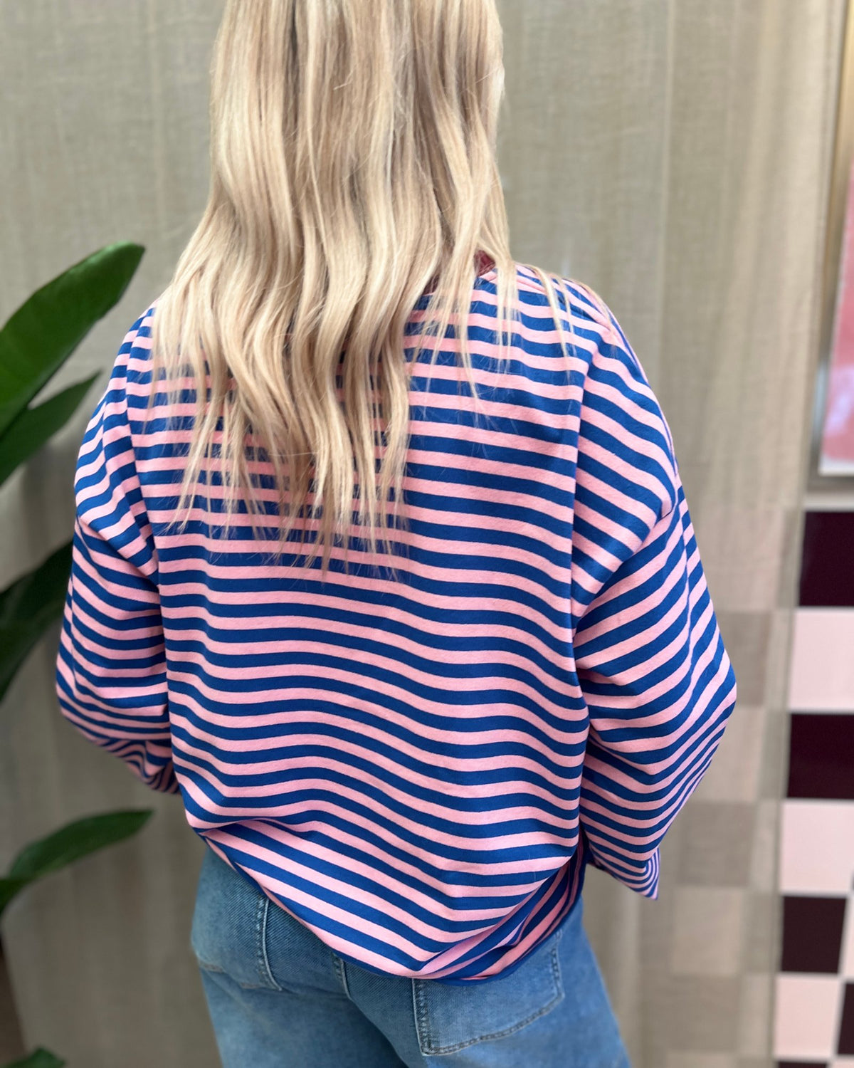 Oversized Striped T-shirt – Pink & Blue 💗