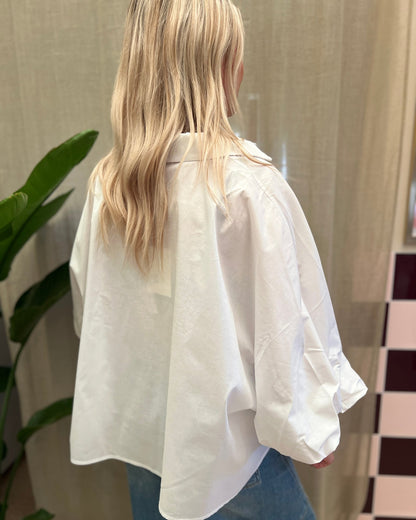 Witte Blouse met Oversized Mouwen