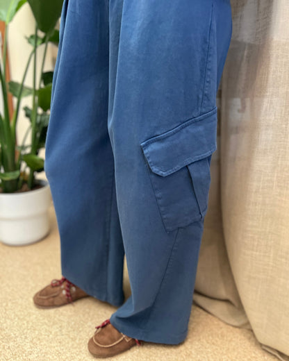 Wide Leg Cargo Pants – Denim Blue 💙