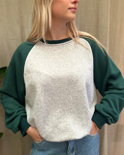 Oversized Raglan Sweater – wit/groen