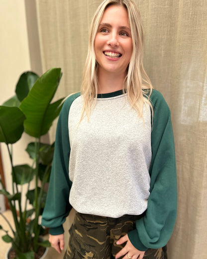 Oversized Raglan Sweater – wit/groen