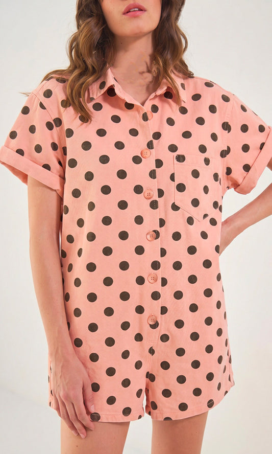 Pink playsuit roos dots