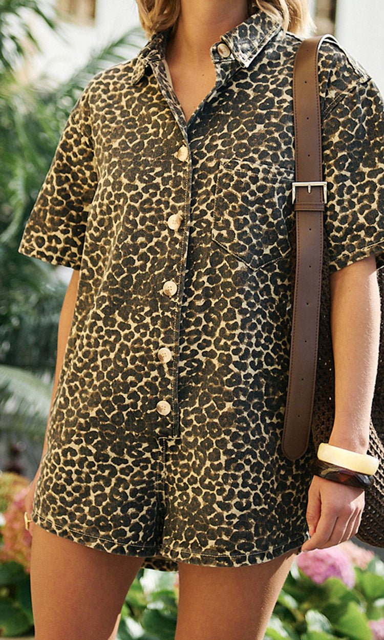 Playsuit leopard in jeans