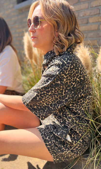 Playsuit leopard in jeans