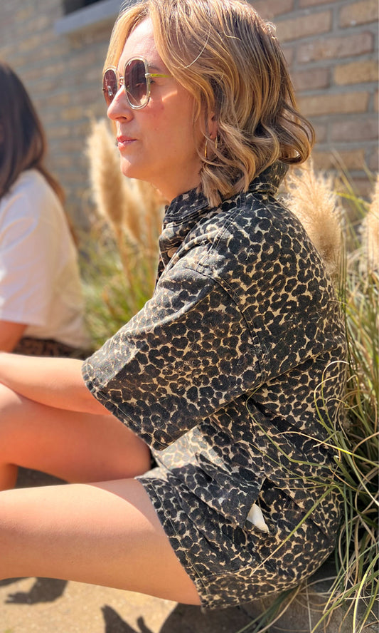 Playsuit leopard in jeans