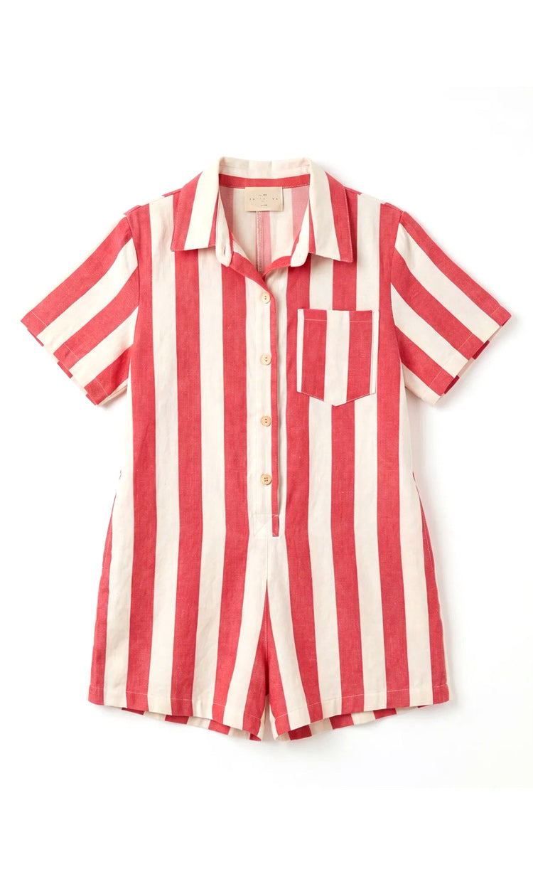 Katoenen gestreepte playsuit