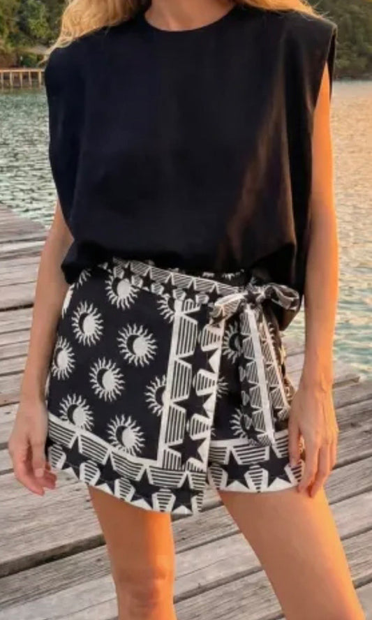 Katoenen printed skort