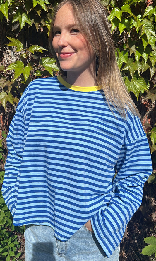 T-shirt oversized streep blauw